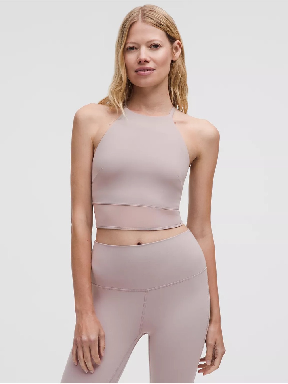 Lululemon Nulu High-Neck Mesh-Hem Tank Top in Mauve Grey